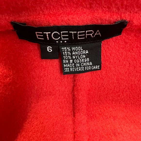 Etcetera Cardigan‎ Jacket Womens 6 Coral Wool Angora Belted Long Sleeve V-Neck - Picture 9 of 14